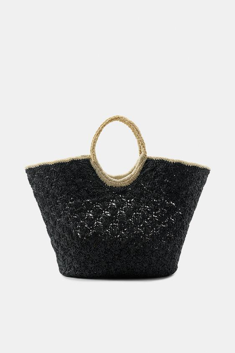 ZARA КОМБИНИРОВАННАЯ ПЛЕТЕНАЯ КОРЗИНА, ЧЕРНЫЙ