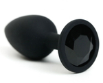 Черная анальная пробка с черным стразом - 7,6 см. (Цвет: черный)