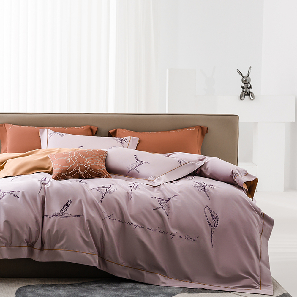 ZEPHYR HOME Постельное белье на двуспалку Египетский хлопок Балерины розовый