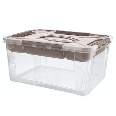 Ящик универсальный с замками и вставкой- органайзером "grand box", 390х290х180мм, 15,3л (коричневый)