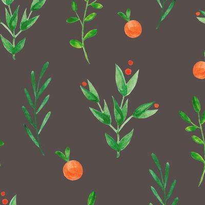 Ягоды и листья на темном