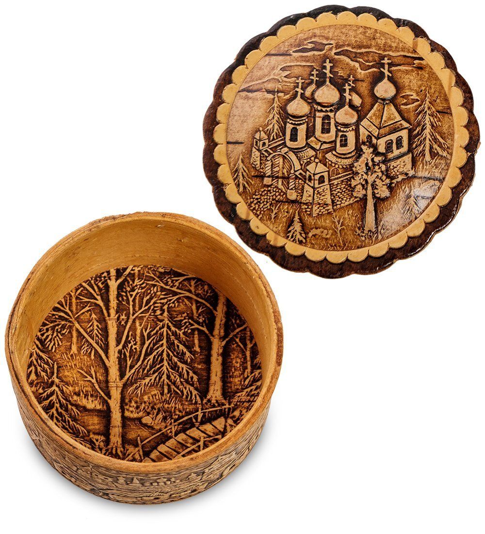 Народные промыслы BST-120/ 1 Шкатулка «Купола» мал. (береста)