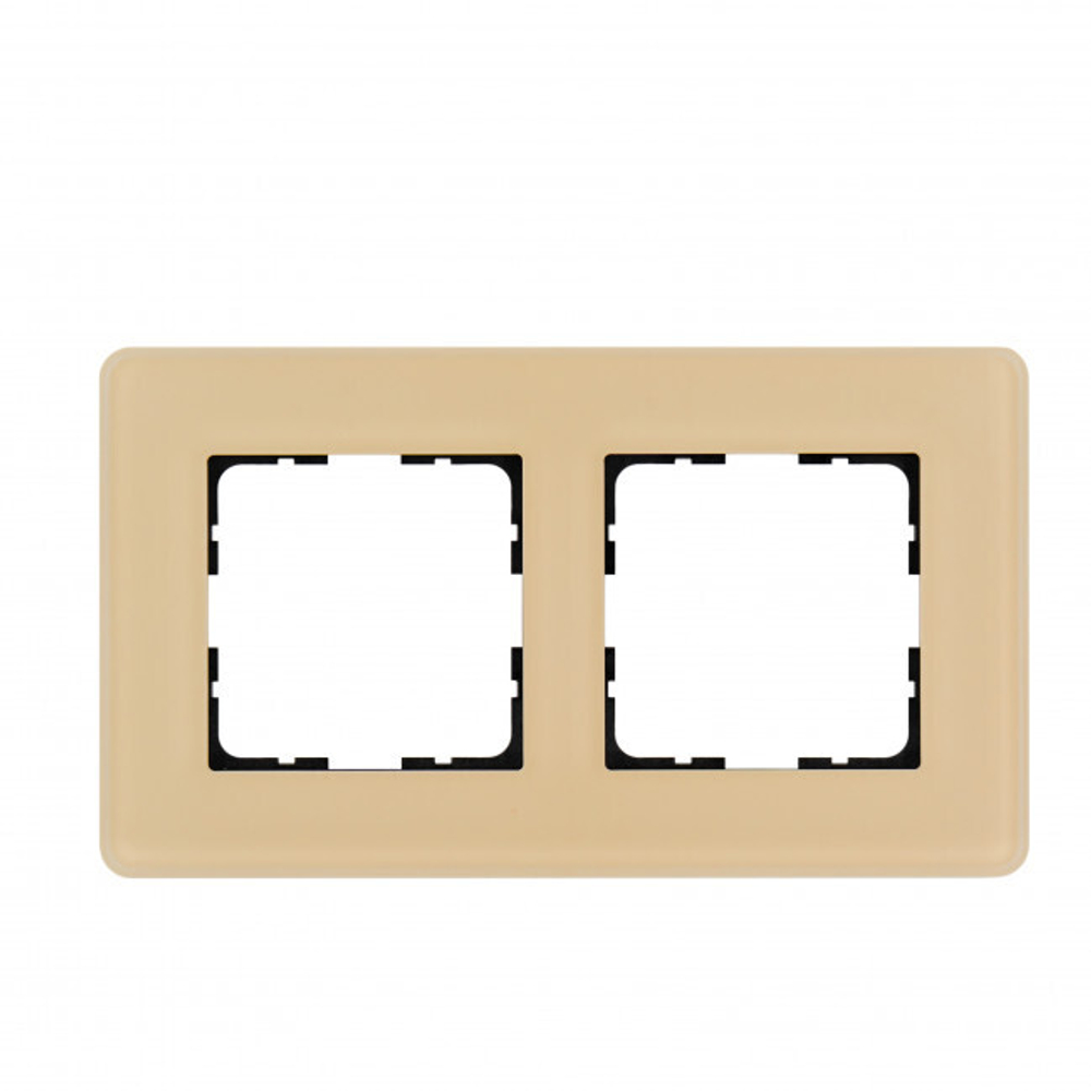 Стеклянная матовая закругленная рамка 2 пост , цвет тауп