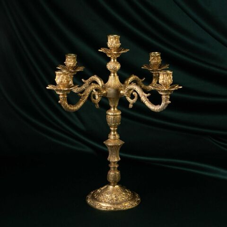 Винтаж: Бронзовый канделябр на пять свечей