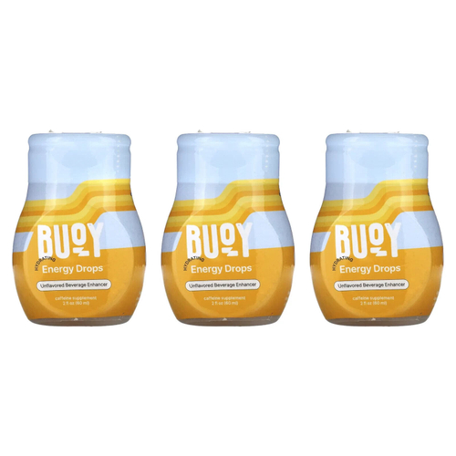 Buoy Hydration, Увлажняющие энергетические капли, усилитель напитка, без добавок, 3 шт. В упаковке, по 60 мл (2 жидк. унц.)