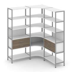 Shelf System Трехсекционный угловой стеллаж пятиярусный с ящиками SN.STMU-531 Белый/Вяз Благородный/