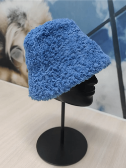 Панама меховая тёплая зимняя, синяя, SilverFox