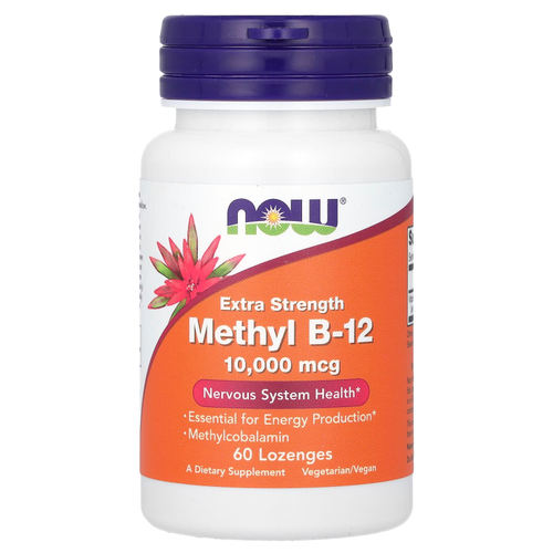 NOW Foods, Methyl B-12, метилкобаламин, 10 000 мкг, 60 пастилок