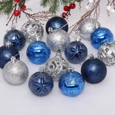 Набор шаров «Сказочная симфония» 6 см (24 предмета), сапфир/серебро/синий