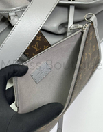 Серая кожаная сумка Louis Vuitton Carry All Dark через плечо