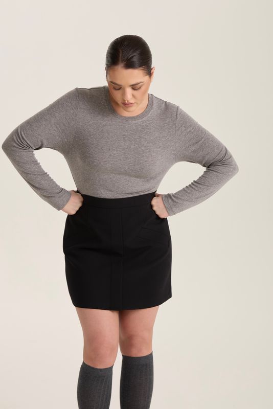 Юбка мини с планкой, черный