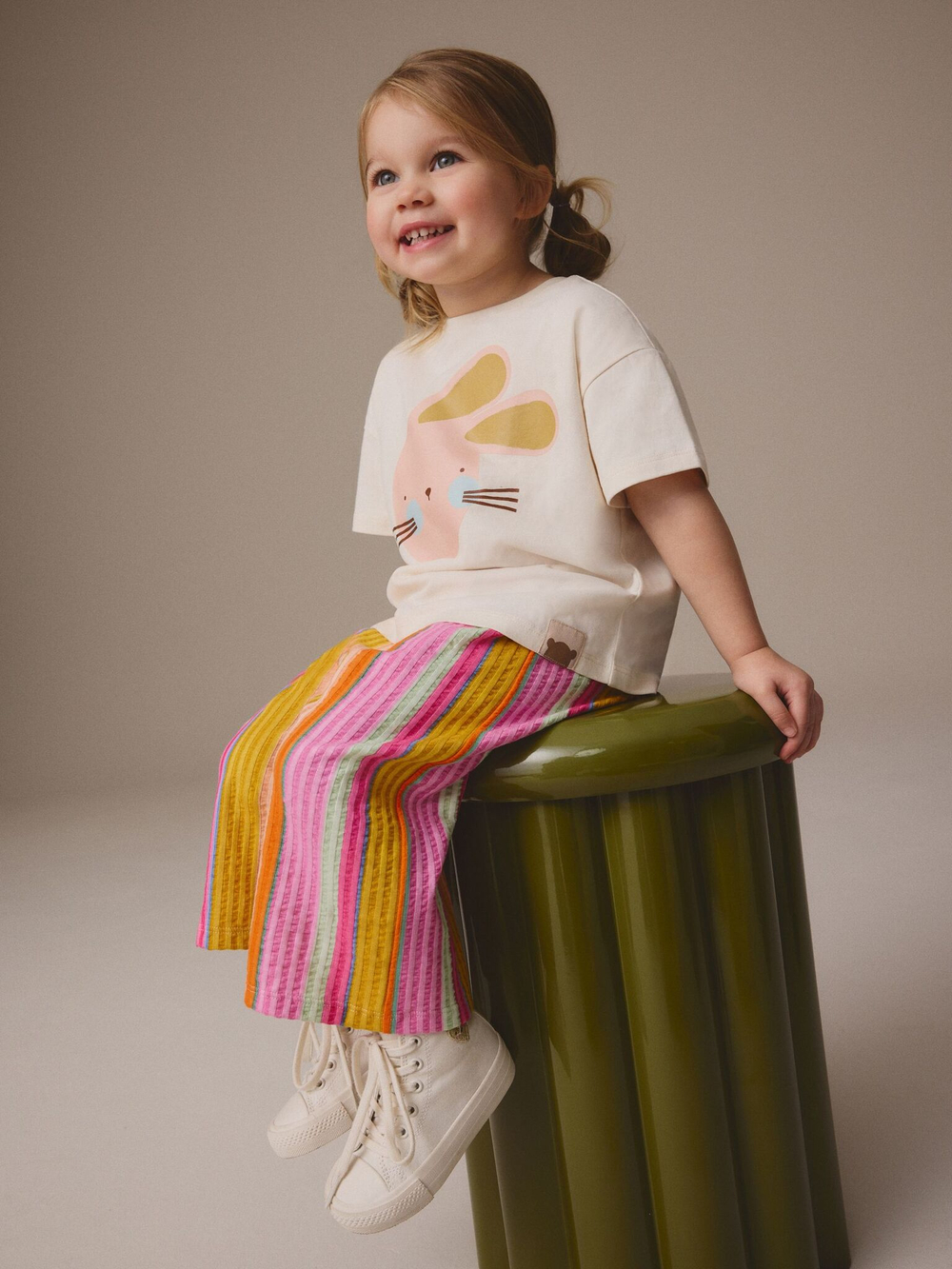 Футболка и брюки в комплекте для девочки Next E51-375, Бежевый, Розовый