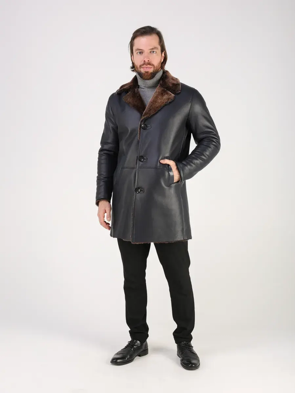 Дубленка зимняя натуральная длинная куртка