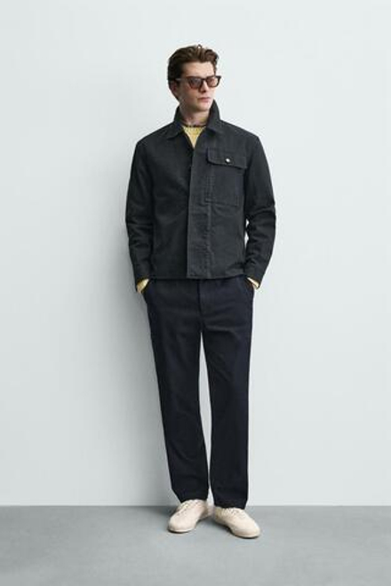 ZARA БРЮКИ КАРГО STRAIGHT FIT, МОРСКОЙ СИНИЙ