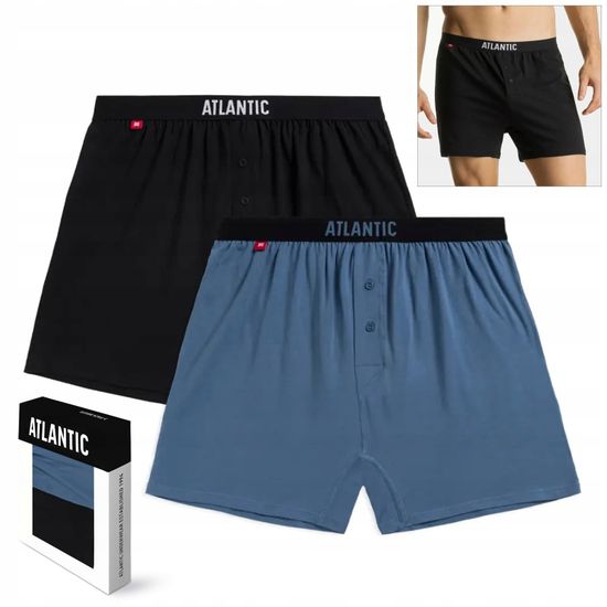 Трусы (2 шт) мужские семейные Atlantic 2MBX-025, черный + голубой