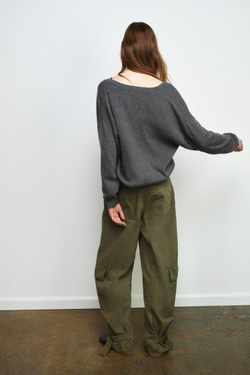 ZARA СВИТЕР С ГЛУБОКИМ ВЫРЕЗОМ, СЕРЫЙ