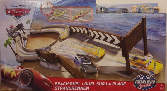 Disney Pixar Cars ~ Beach Duel Playset ~ Includes Jackson Storm &amp; Dinoco Cruz