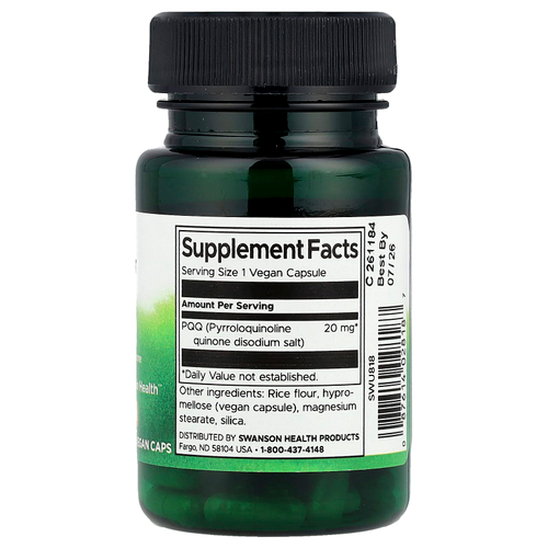 Swanson, PQQ, 20 мг, 30 растительных капсул