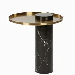 Кофейный стол Falla Ø50х46 см, черный мрамор 