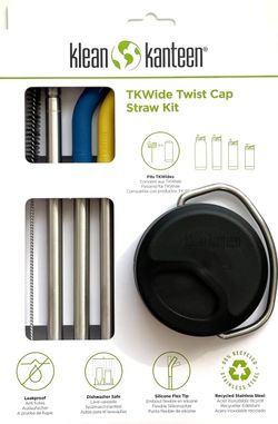 Набор крышка Klean Kanteen TKWide Twist Cap Black, трубочки с ёршиком