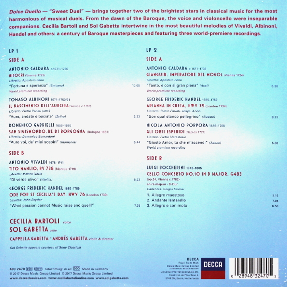 Cecilia Bartoli & Sol Gabetta, Cappella Gabetta, Andres Gabetta / Dolce Duello (Limited Edition)(2LP)