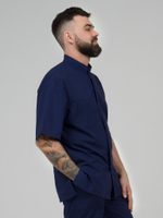 Темно-синяя мужская рубашка-китель "Мир" для повара и кондитера NVDesign