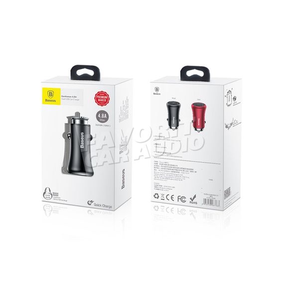 АЗУ 2USB Baseus F635 Gentleman 4800mA металл чёрный
