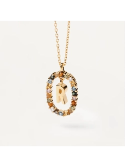 Колье Буква R серебро 925 пробы покрытое золотом