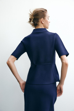 ZARA ОДНОТОННЫЙ КАРДИГАН С РЕМНЕМ, ЧЕРНИЛЬНО-СИНИЙ