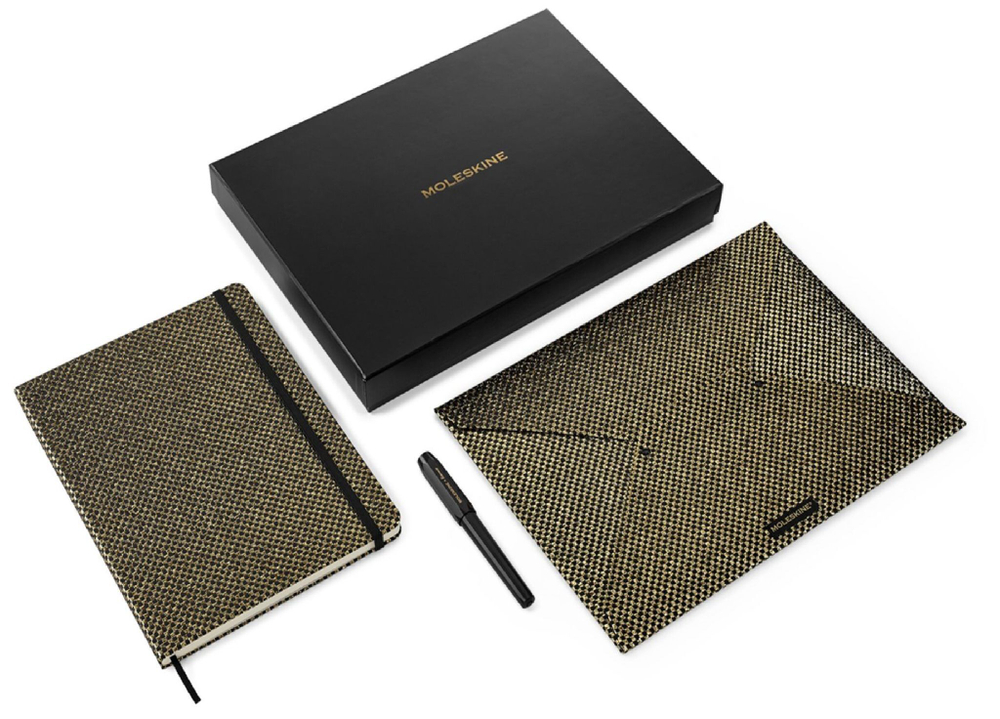 Набор Moleskine LE Prescious & Ethical Shine ежен/перьевая ручка Kaweco/папка-конверт XLarge золотистый (LEHSHINEUNDBUNDG)