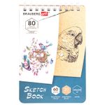 Скетчбук, белая бумага 120 г/м2 + крафт 80 г/м2 142х212 мм, 60 + 20 л., гребень, BRAUBERG ART DEBUT, 112981