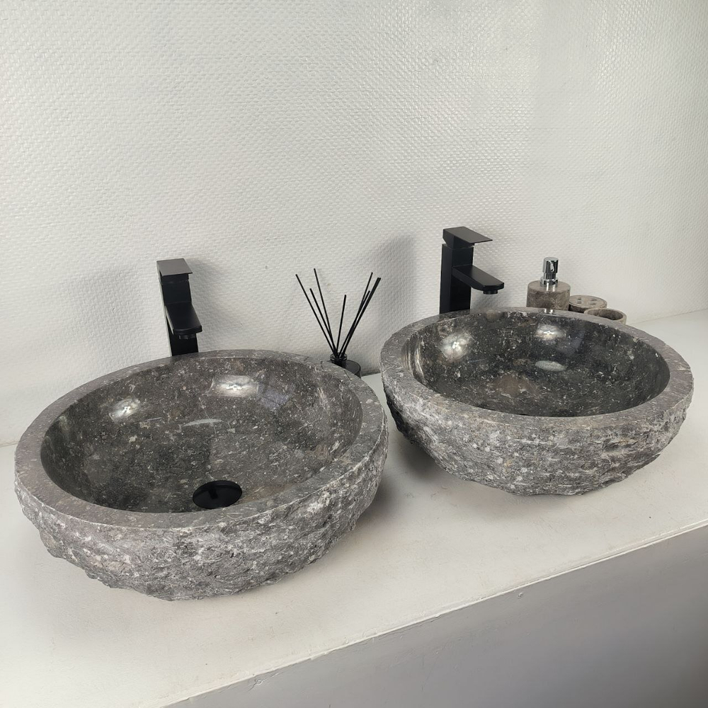 Раковина из мрамора ПАРА! Erozy Grey EM-64666 46*46*15 0185