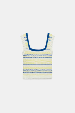 ZARA ТОП В ПОЛОСКУ С ЖАТКОЙ, РАЗНОЦВЕТНЫЙ
