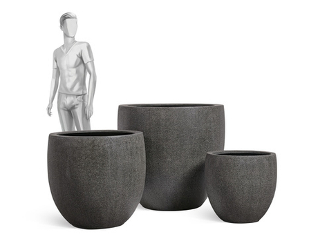 Кашпо TREEZ Effectory - Stone - Большой округлый конус - Тёмно-серый камень