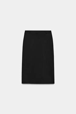 ZARA ЮБКА МИДИ С РАЗРЕЗОМ — ZW COLLECTION, ЧЕРНЫЙ