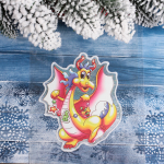 Наклейка на стекло «Дракон с гирляндами» 15*20 см