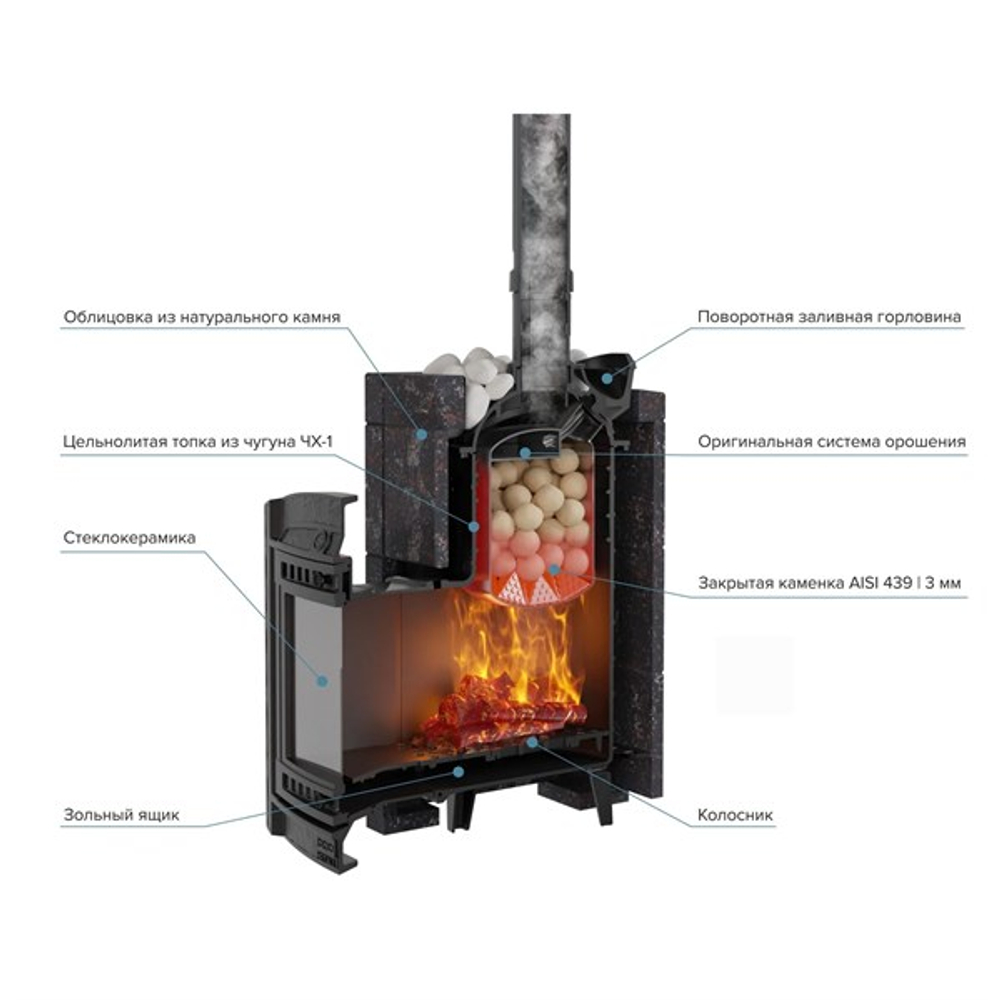 Печь банная "Атмосфера L" в облицовке "Амфиболит"