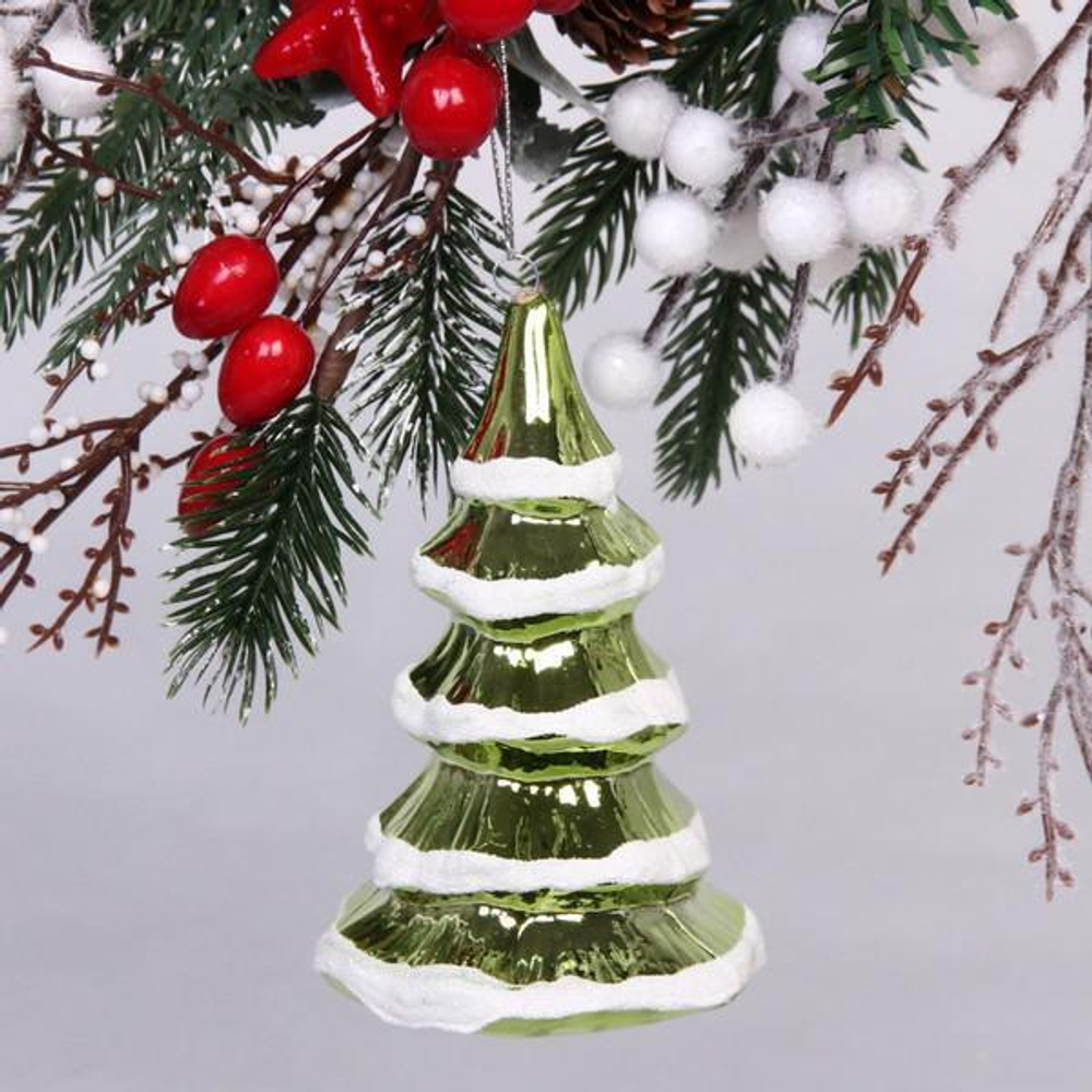 Ёлочная игрушка "Сказочная ёлка" 7*7*11,5 см, зелёный (Серпантин)