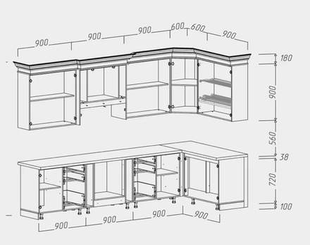 Валенсия (Заман) Набор мебели для кухни угловой 3300*1500мм