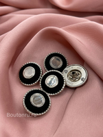 Шляпка под установочные кнопки серебристая с черным бархатом