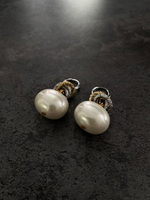 HMG 1131 Майорка Серьги mix плоский белый жемчуг 1,9 см