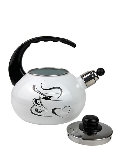 Чайник 2,5 л. эмалированный со свистком Kamille KM 1036 с черной бакелитовой ручкой