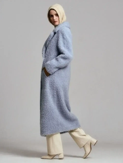 Шуба женская чебурашка тедди эко, светло-голубая, SilverFox