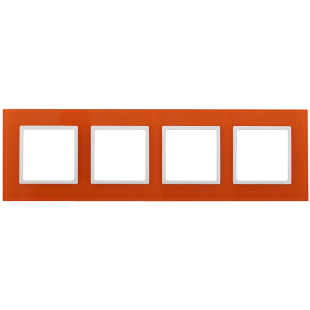 14-5104-22 ЭРА Рамка на 4 поста, стекло, Эра Elegance, оранжевый+бел