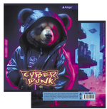 Тетрадь 48л., А5, клетка, Alingar "Cyber punk", скрепка, мелованный картон (стандарт), блок офсет, 4 дизайна в пленке т/у