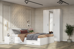 Шкаф трехстворчатый Бали, Белый шагрень