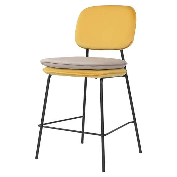 Стул полубарный pea, велюр, желтый/бежевый