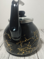 Чайник 3л сфер со свист Мрамор золото черн  4с209/я