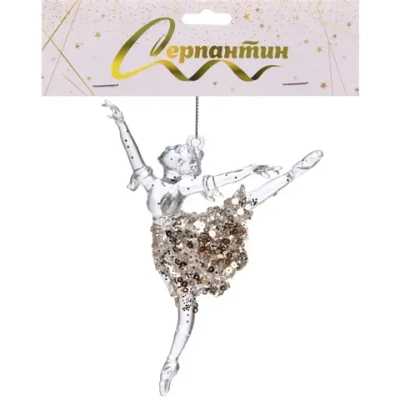 Подвеска «Балет» 14*10 см, Белый/Золотой блеск