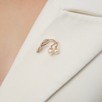 Брошь «Подснежник» из красного золота c жемчугом культивированным и фианитами Артикул: 04-0246-00-302-1110-31